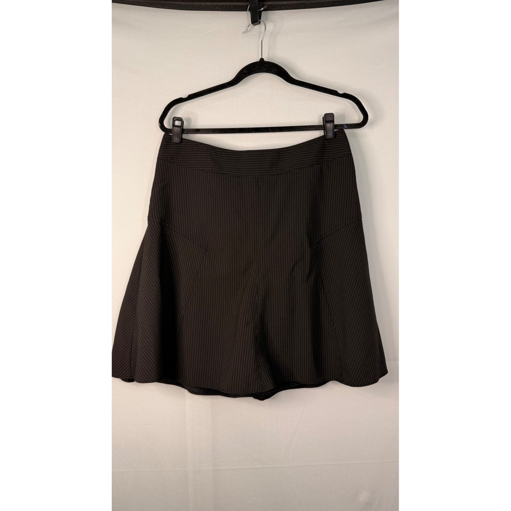 Express Design Studio Pinstripe Skirt Women 12 Black White‎ Gold Zip Lined